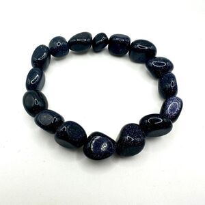 SALE! Genuine Man-made Blue Goldstone polished chunks, stretchy bracelet!